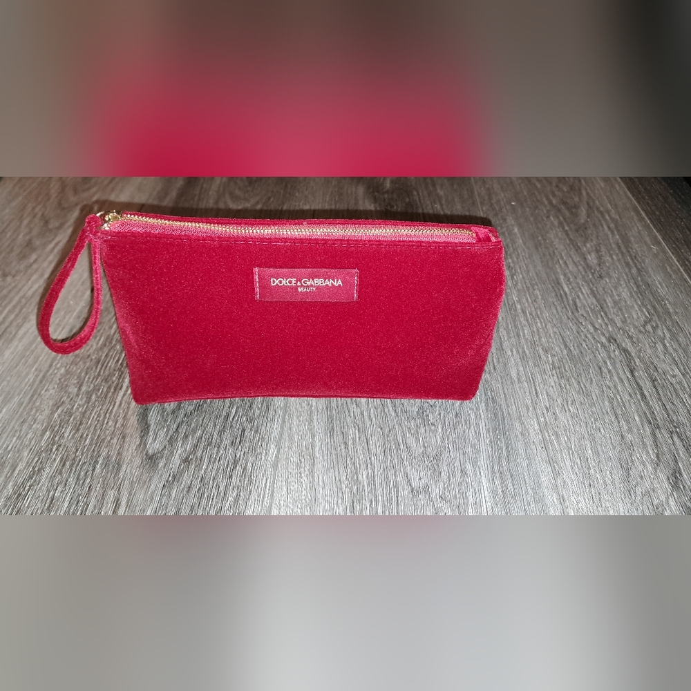 Red velvet Dolce and Gabbana beauty/ makeup bag, in like new condition